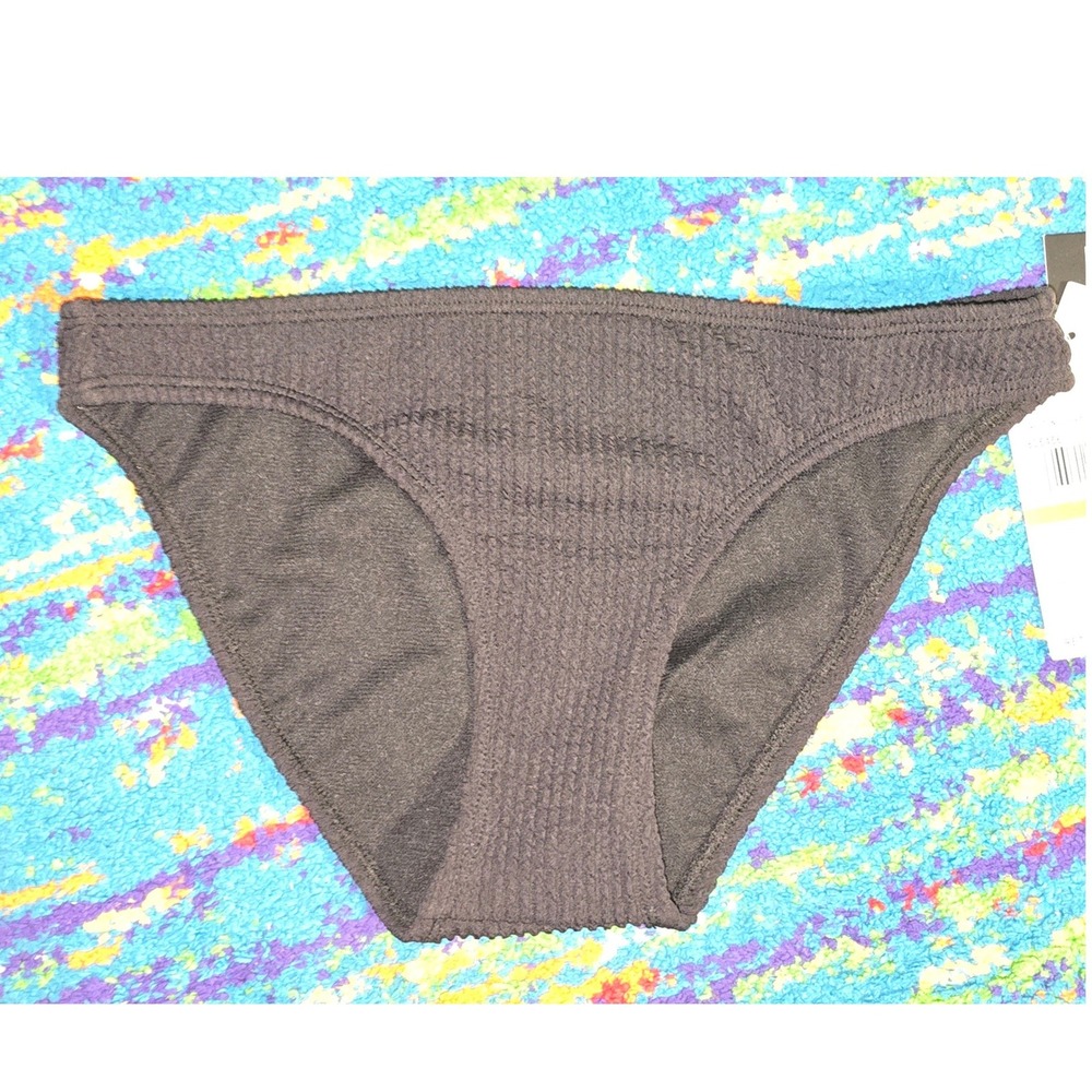 NWT Salt + Cove Bikini Bottom Black Smocked Ribbed Textured High Leg Women XS